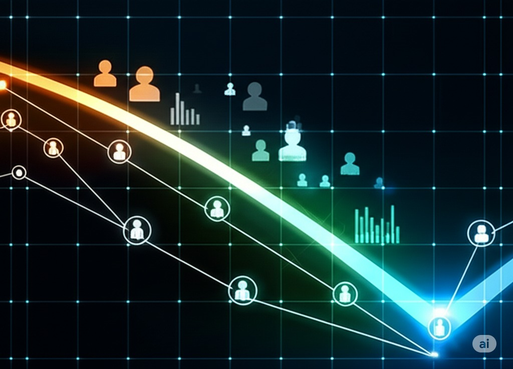Graph showing decreasing retention risk score over time