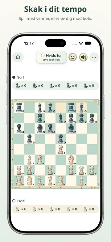 Skakbræt i Pawnpetal Chess med illustrerede skakbrikker