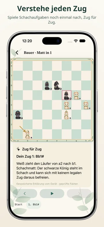 Pawnpetal Chess: Eine Aufgabenlösung Zug für Zug ansehen