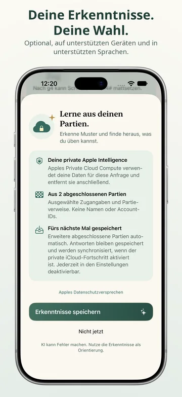 Pawnpetal Chess: Optionale Auswertungen auswählen