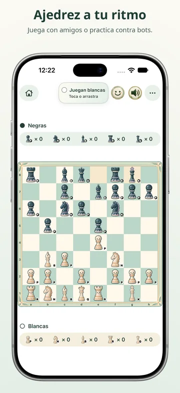 Tablero de Pawnpetal Chess con piezas de ajedrez ilustradas