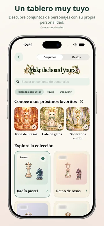 Pawnpetal Chess: Conjuntos de personajes y opciones estéticas