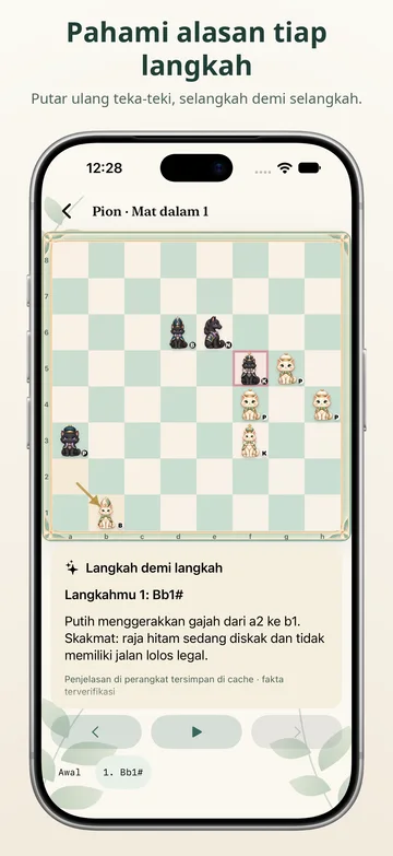 Pawnpetal Chess: Putar ulang solusi teka-teki, langkah demi langkah