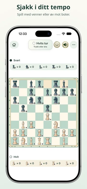 Sjakkbrett i Pawnpetal Chess med illustrerte sjakkbrikker