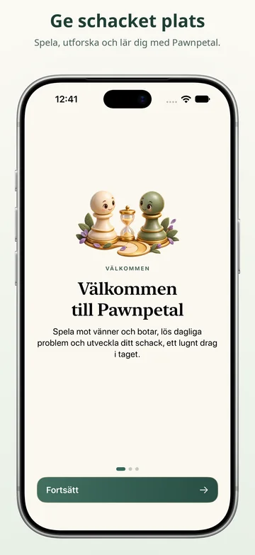 Pawnpetal Chess: Välkomstskärm och inställning av Pawnpetal Chess