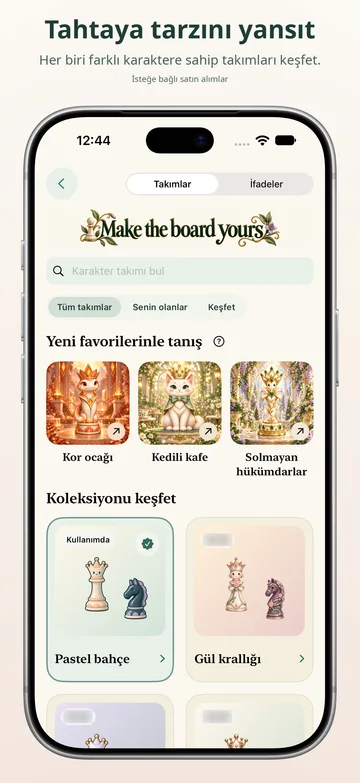 Pawnpetal Chess: Karakter setleri ve görsel seçenekler