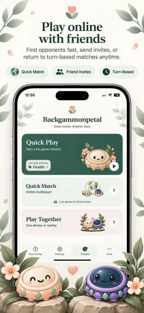 Backgammonpetal: Invite friends or find a match (iPhone)