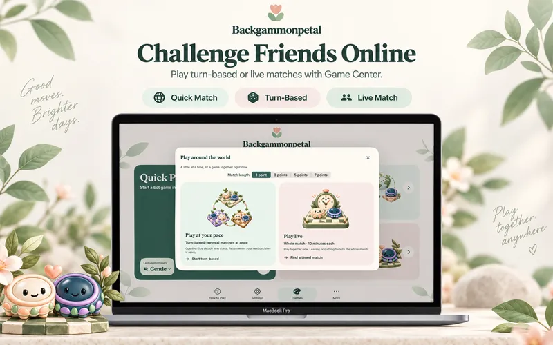 Backgammonpetal: Turn-based or live Game Center play (Mac)