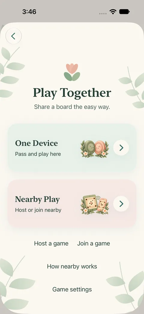 Carrompetal: Choose how to play together (iPhone)