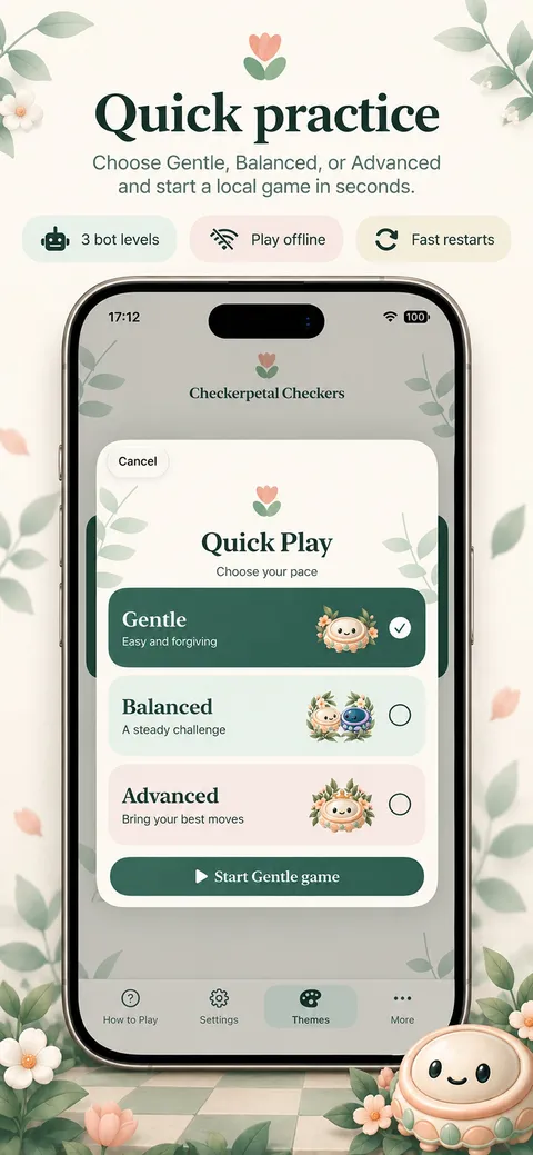 Checkerpetal: A quick round of bot practice (iPhone)