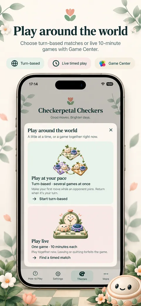 Checkerpetal: Play through Game Center (iPhone)