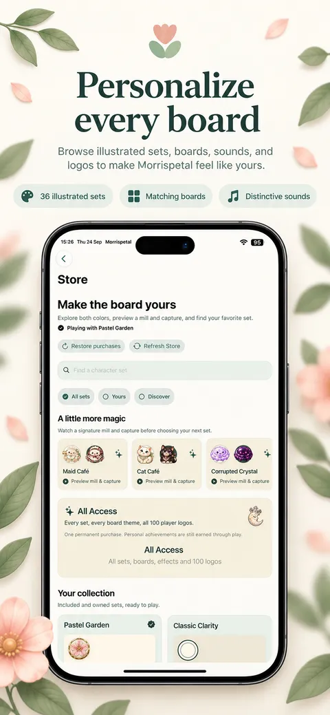 Morrispetal: Personalize your board, pieces and sounds (iPhone)