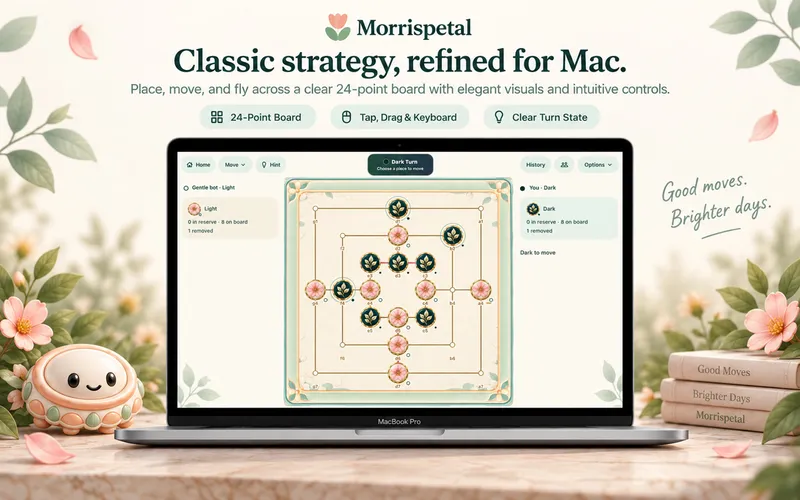 Morrispetal: Place, move and fly on a 24-point board (Mac)