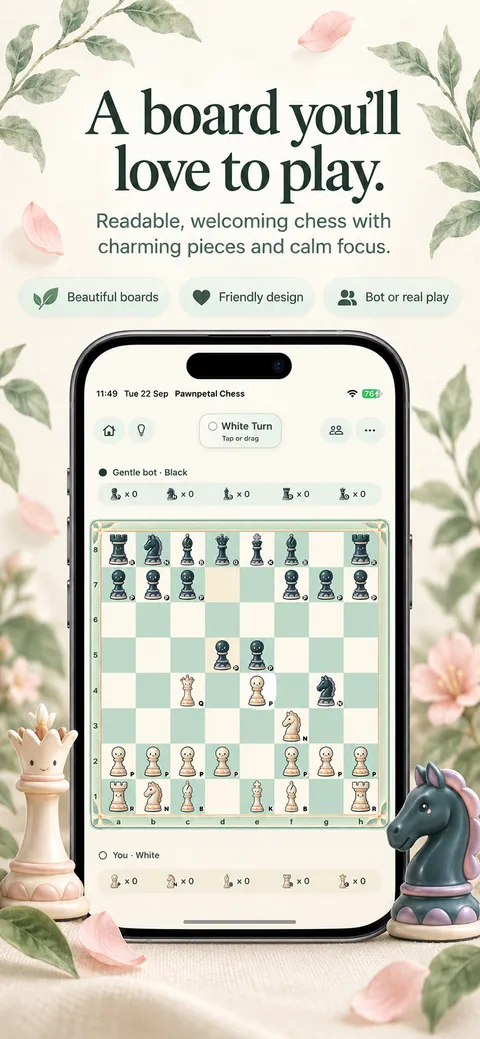 Pawnpetal: A welcoming chessboard (iPhone)