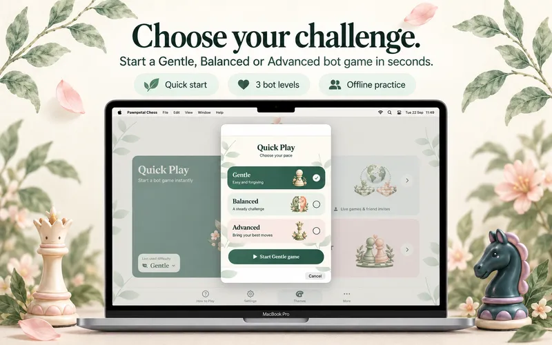 Pawnpetal Chess: Online & Bot: Choose your bot challenge (Mac)