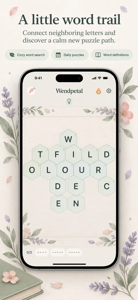 Wendpetal: Word Search: Connect neighboring letters in Beehive (iPhone)