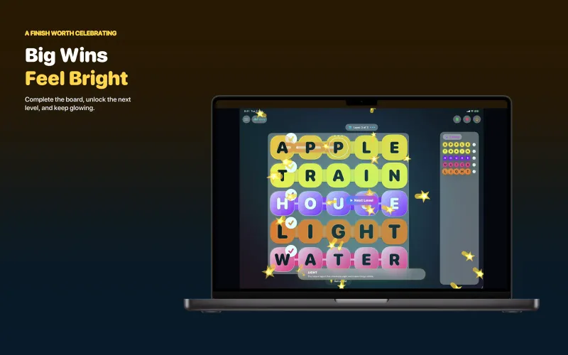 Wendpetal: Word Search: Completed Mac board with highlighted words (Mac)