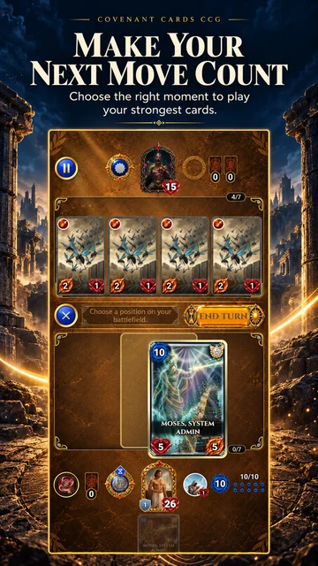 Covenant Cards · Android: Place the Moses, System Admin card while facing four insect-swarm cards.