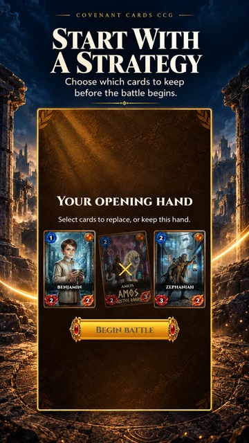 Covenant Cards · Android: Choose which cards to replace in the opening hand before beginning a battle.