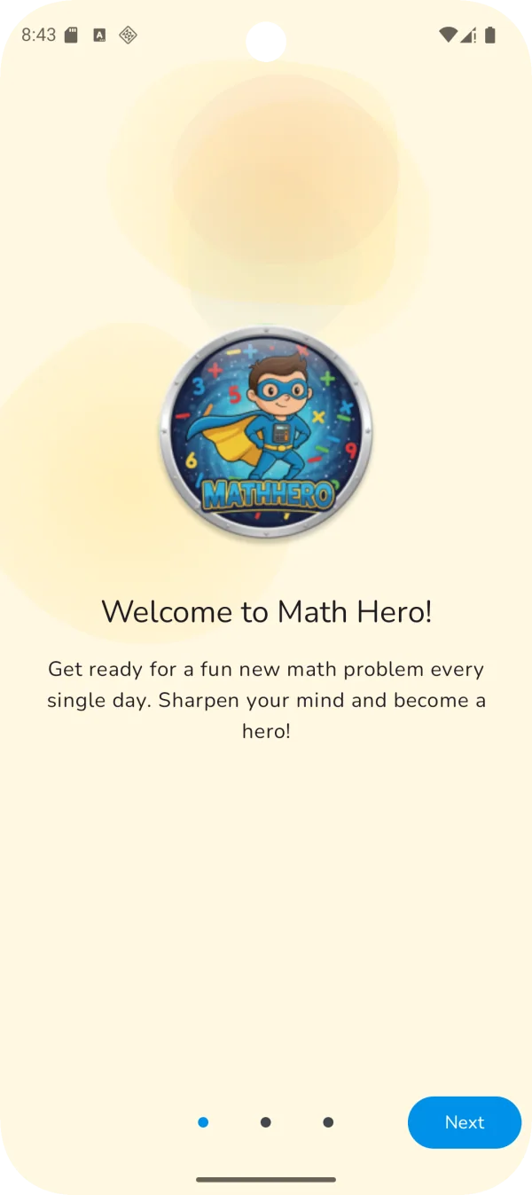 Math Hero: Fun Math for Kids: Math Hero welcome page