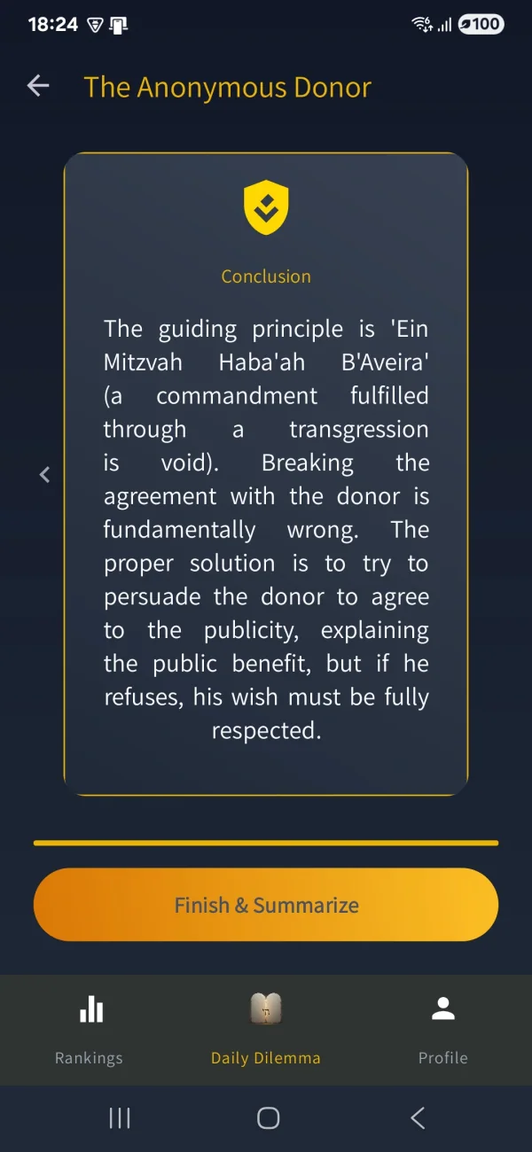 Talmind: Dilemma conclusion and Finish and Summarize button