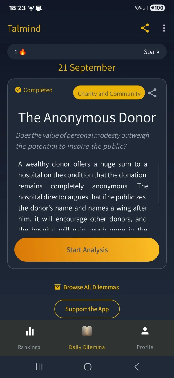 Talmind: Daily dilemma about an anonymous donor