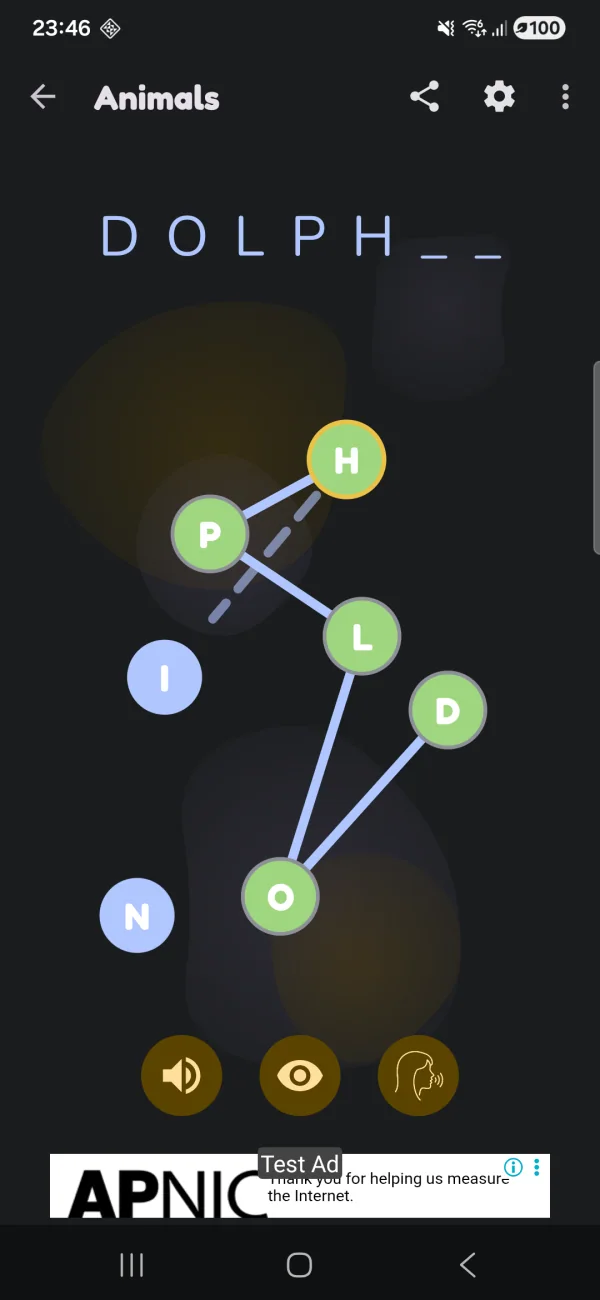 WordWise: Spelling Game: Connected letter path spelling Dolphin