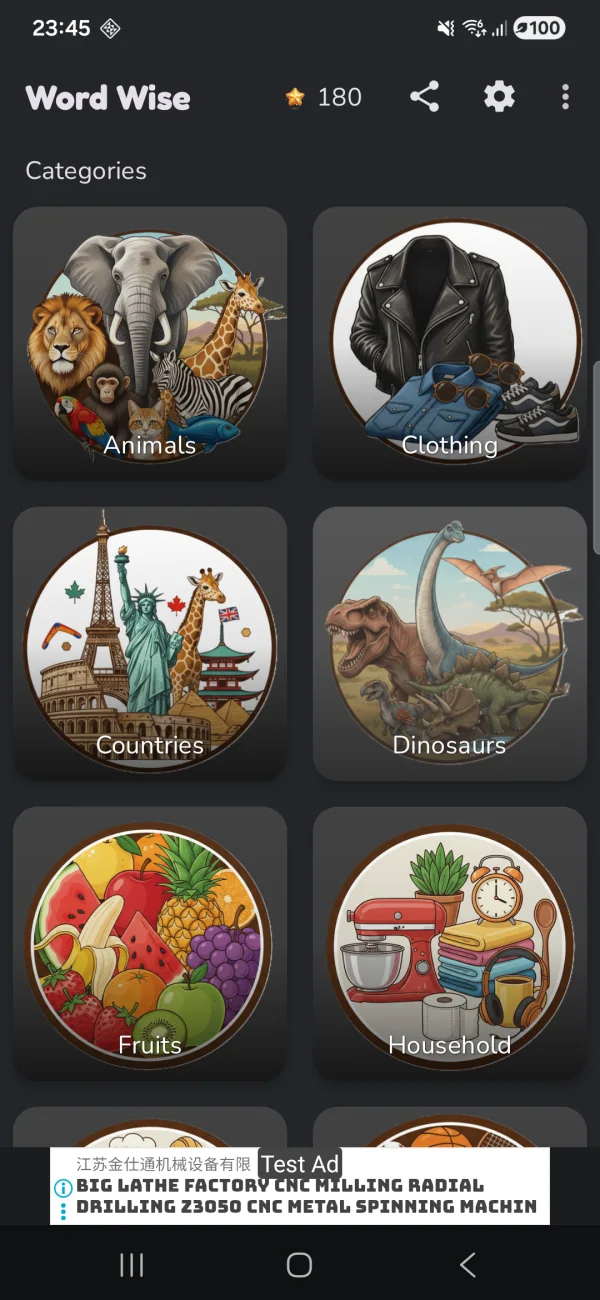 WordWise: Spelling Game: Vocabulary categories with illustrated tiles