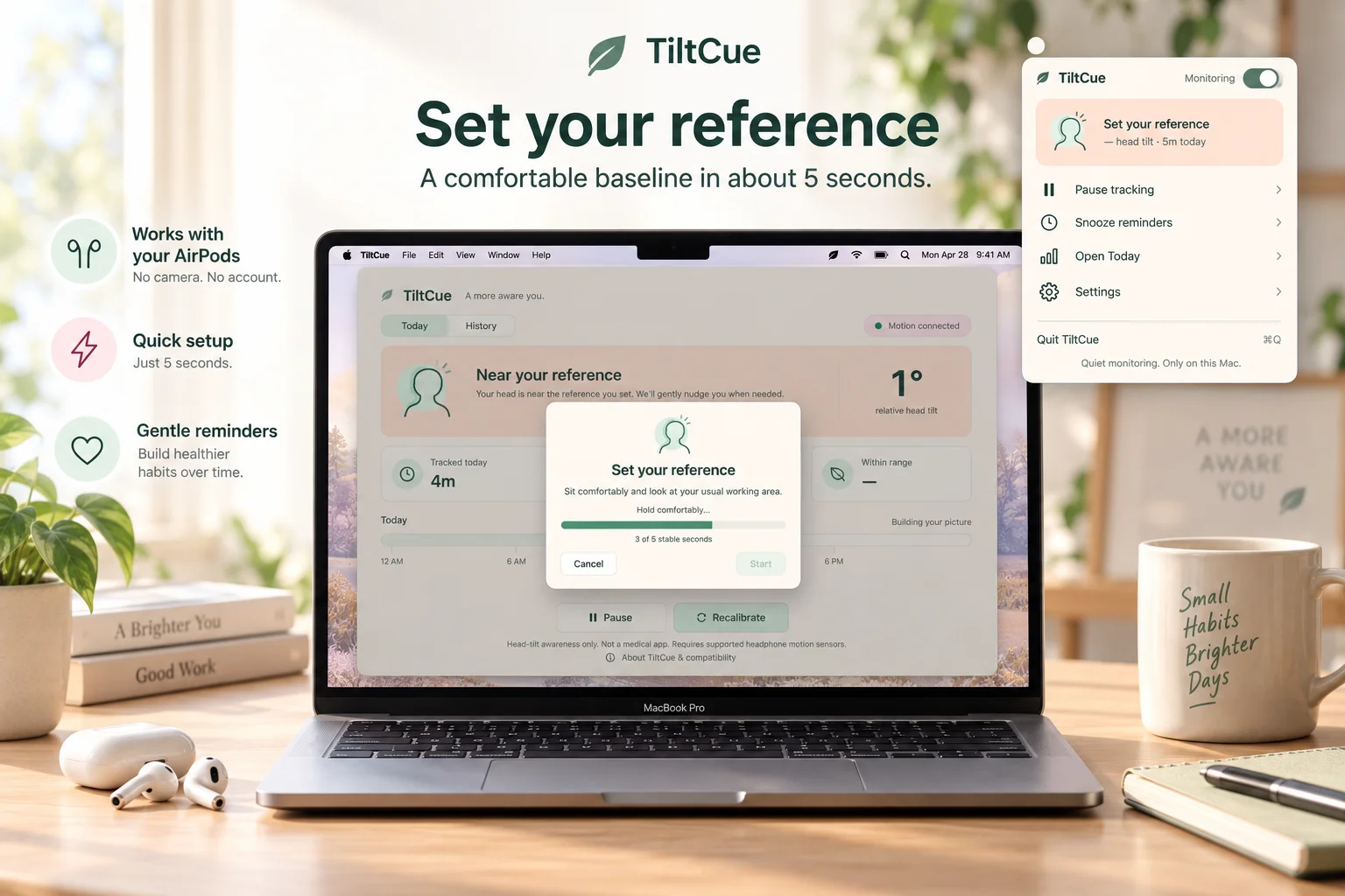 TiltCue’s reference-setting preview on Mac